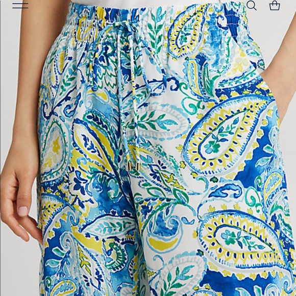 Lauren Ralph Lauren
Paisley Crepe de Chine Wide-Leg Drawstring Pants - Picture 4 of 15